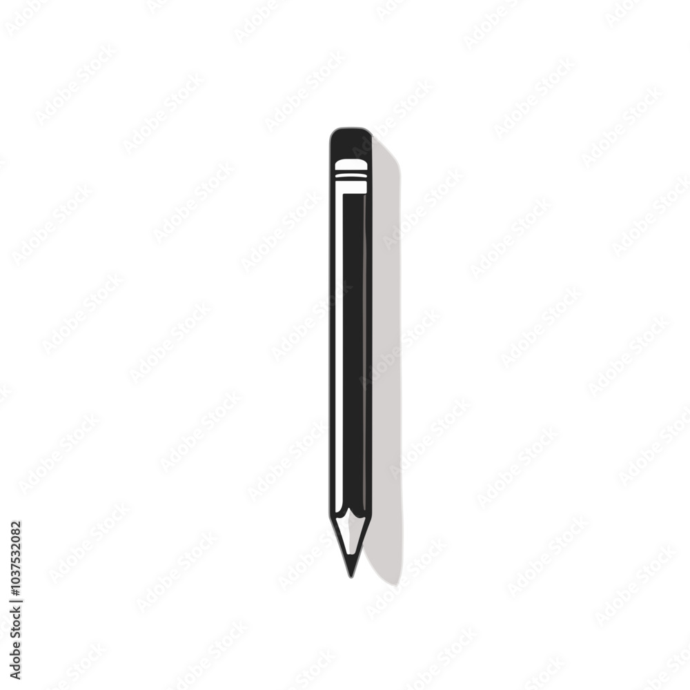 Realistic pencil vector illustration in black, writing tool symbol with Realistic pencil vector illustration in black, writing tool symbol with