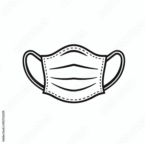Detailed face mask vector icon in black, health protection symbol