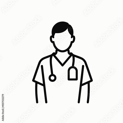 Male nurse vector icon in black, healthcare professional symbol