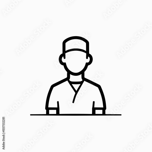 Male nurse vector icon in black, healthcare professional symbol