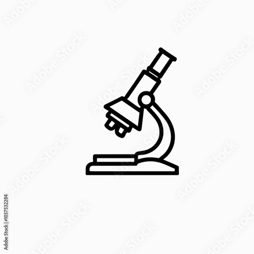 Microscope vector icon in black, scientific research symbol