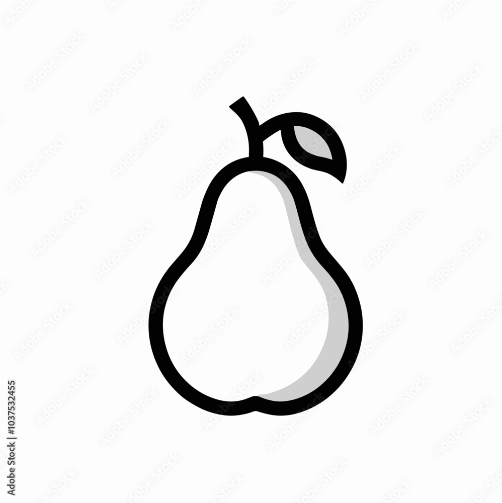 Pear outline vector icon in black, fruit symbol