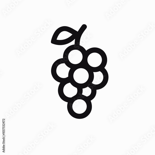 Grapes bunch vector icon in black, vineyard fruit symbol