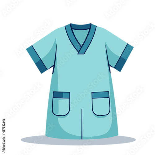Detailed medical scrub top vector illustration, healthcare uniform symbol