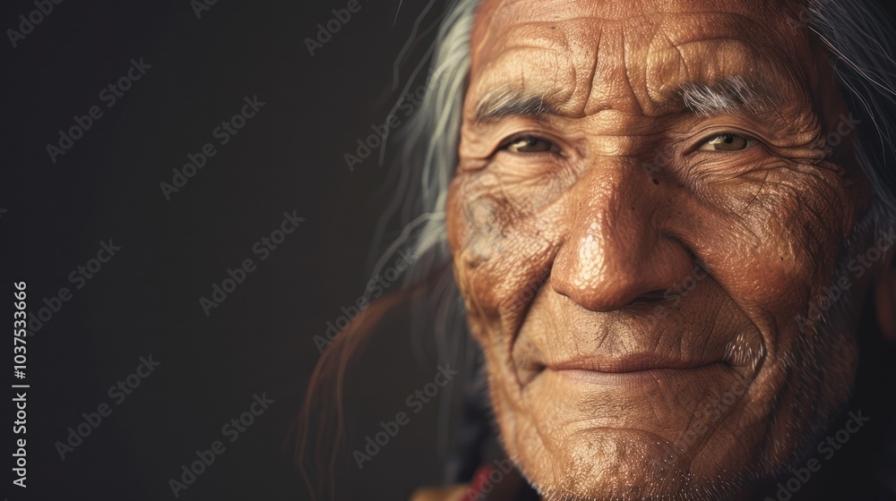 Obraz premium Portrait of an Elderly Man with a Gentle Smile