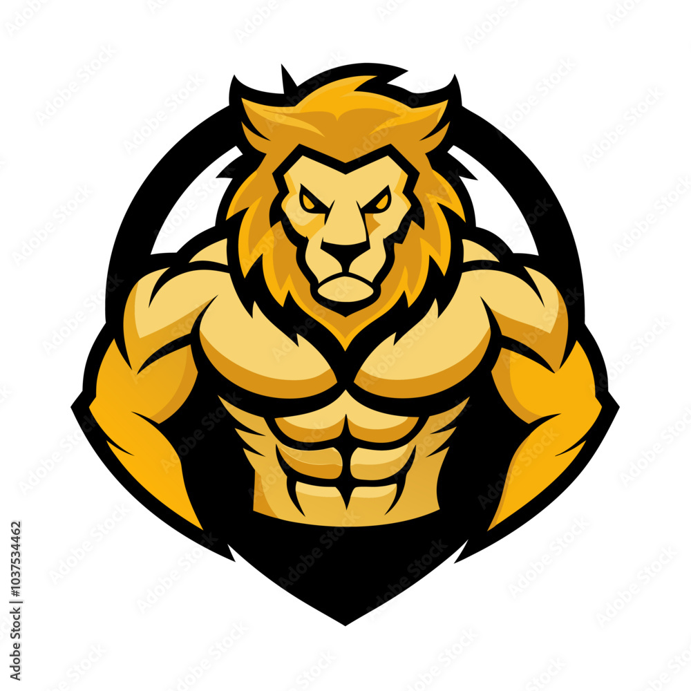 Obraz premium Vector illustration featuring the powerful head of a wild, angry lion mascot