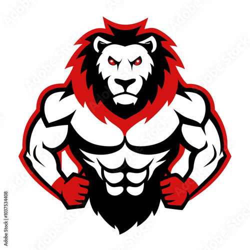 A fierce lion head vector illustration features a wild, angry cat face, suitable as a black tattoo or cartoon mascot symbol