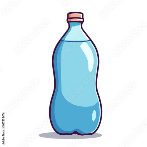 Soda bottle illustration, carbonated drink container in blue