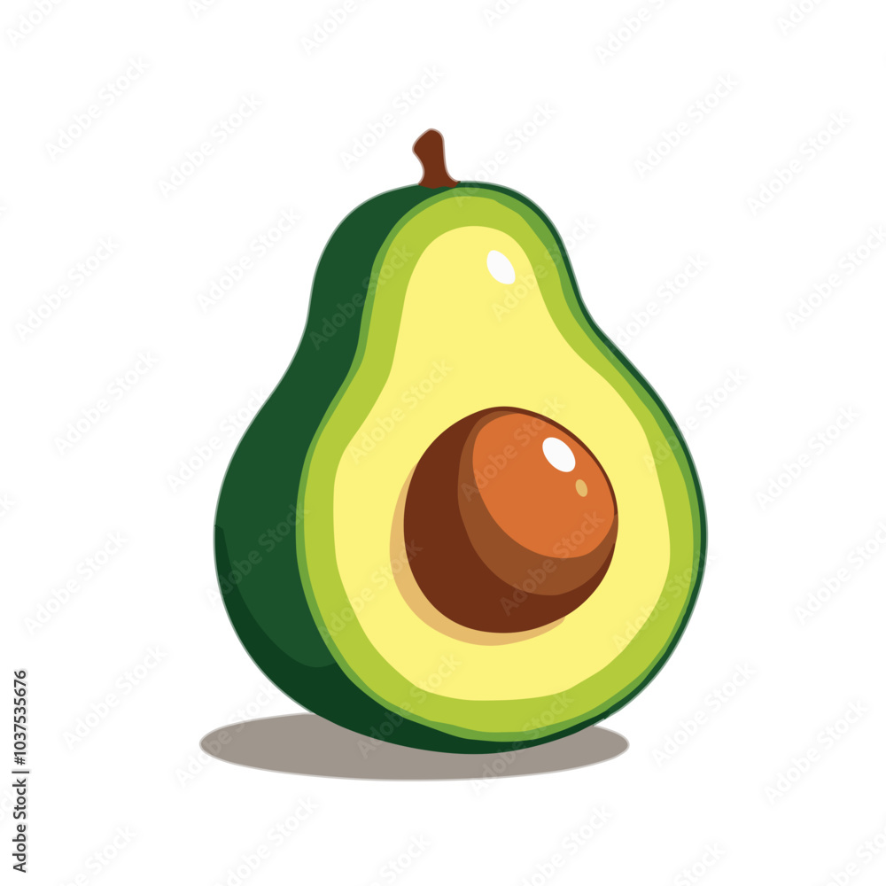 Half avocado with pit, vector illustration Half avocado with pit, vector illustration