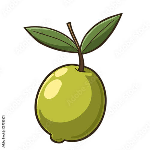 Green olive with leaf, vector illustration