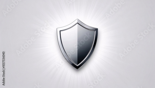 Free Download Shiny metallic shield emblem with radiant background in minimalistic design - GFXLoad