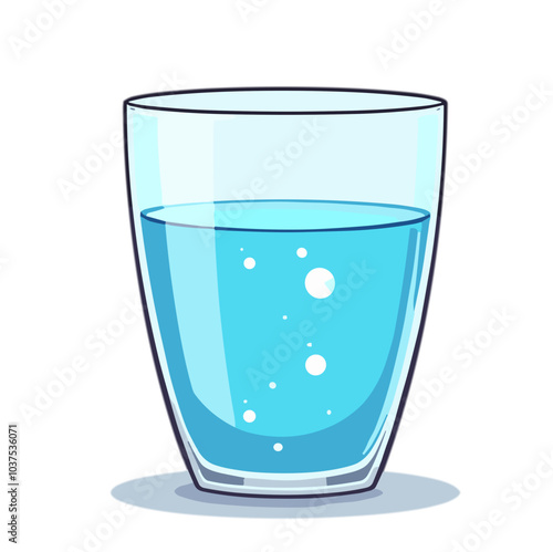 Vector graphic of water glass with bubbles, clean drinking water concept