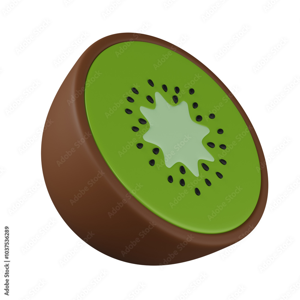 3d render Half kiwi illustration 3d render Half kiwi illustration
