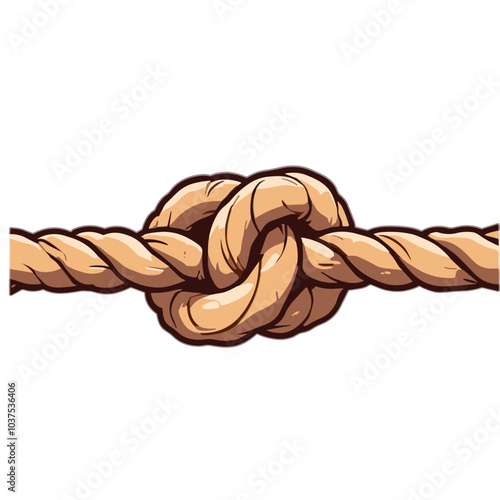 Figure-eight knot in rope, nautical theme illustration
