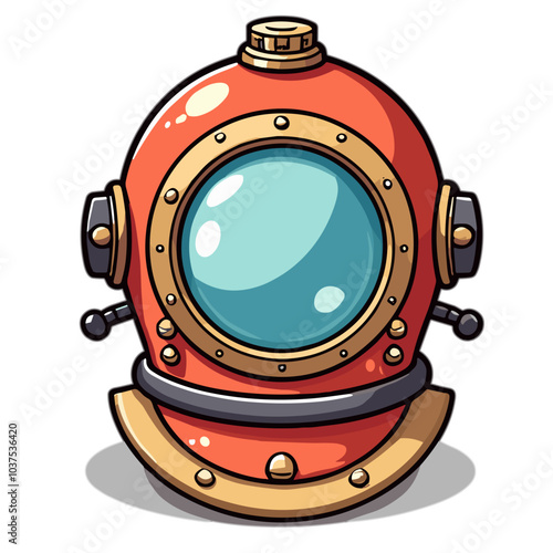 Wallpaper Mural Red vintage diving helmet, underwater exploration icon Torontodigital.ca