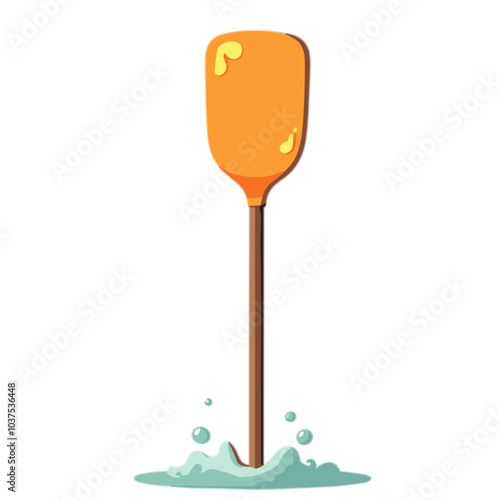 Orange paddle in water splash, kayaking and canoeing icon