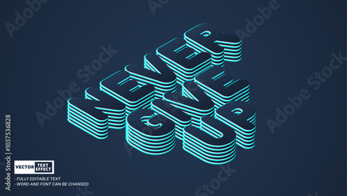 Never give up motivational isometric style editable 3d vector text effect 