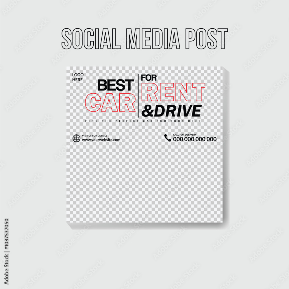 Rent a car social media post design template Rent a car social media post design template