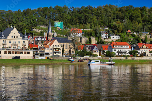 Blick auf Wehlen an der Elbe, Landkreis Sächsische Schweiz Osterzgebirge, Sachsen, Deutschland photo