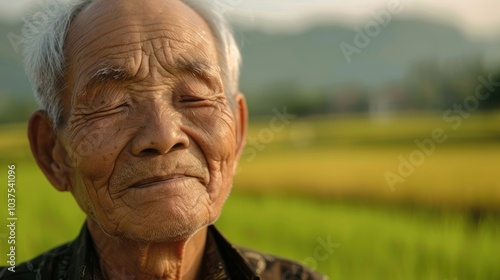 Smiling Elderly Man in Field