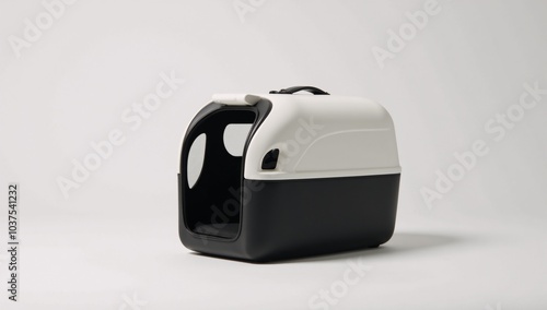 Stylish pet carrier mock-up on clean white background showcasing sleek design and practical features photo