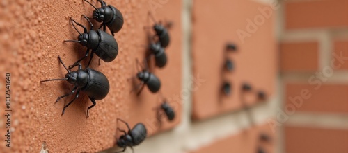 Black bugs featured on a wall for pest control advertisements