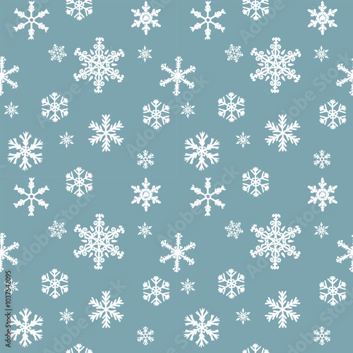 Seamless Christmas pattern with snowflakes background. New year vector illustration. Design for web, wrapping, wallpaper, print, cover textile fashion