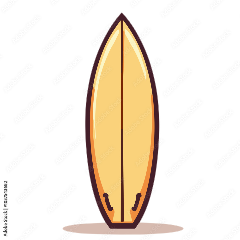 Standing surfboard vector icon in warm tones representing beach lifestyle Standing surfboard vector icon in warm tones representing beach lifestyle