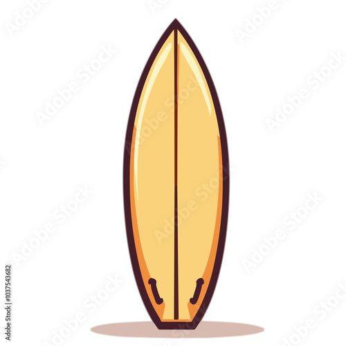 Standing surfboard vector icon in warm tones representing beach lifestyle