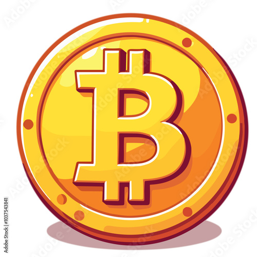 Detailed golden bitcoin cryptocurrency coin icon