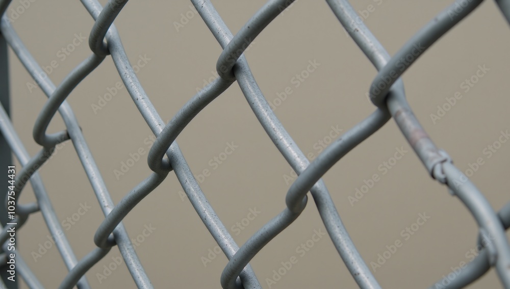 Naklejka premium Industrial park Metal chain-link fence for security