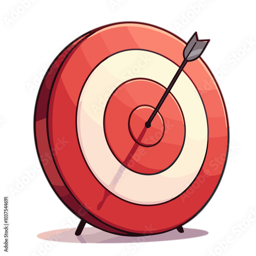 Red target with arrow icon, goal achievement or accuracy symbol