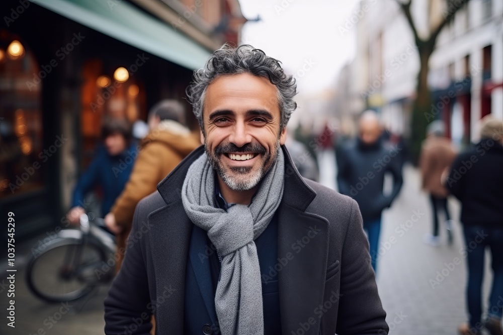 Portrait of a handsome middle-aged man in a city street Portrait of a handsome middle-aged man in a city street