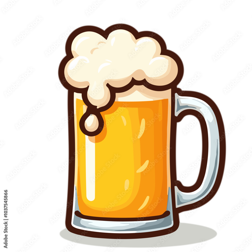 Beer mug vector with foam and bubbles, refreshing drink illustration Beer mug vector with foam and bubbles, refreshing drink illustration