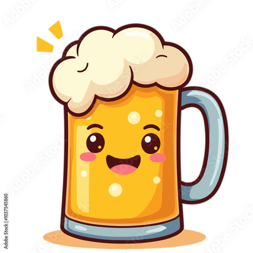 Cheerful beer mug cartoon vector, cute alcoholic beverage character
