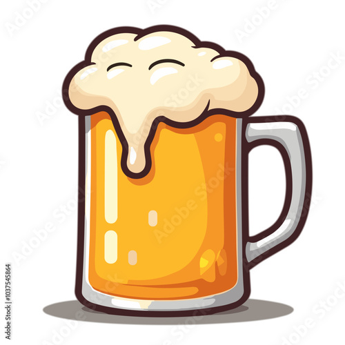 Beer mug vector with foam, alcoholic beverage icon