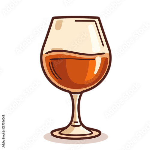Cognac glass, vector illustration, refined spirit drink
