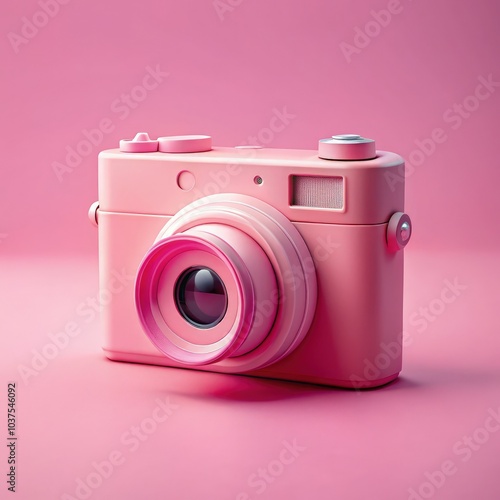 Chic pink camera on a pastel background, ideal for photography lovers. Generative AI