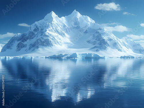 Wallpaper Mural Majestic Glacier and Snowy Peaks Reflecting in Calm Waters Aerial View of Pristine Winter Landscape Torontodigital.ca