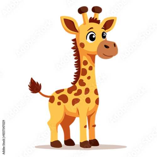 Adorable cartoon giraffe calf, cute spotted safari animal vector illustration