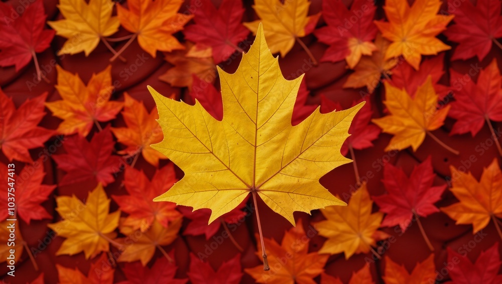 Autumn leaves create intricate patterns throughout various plant backdrops Autumn leaves create intricate patterns throughout various plant backdrops