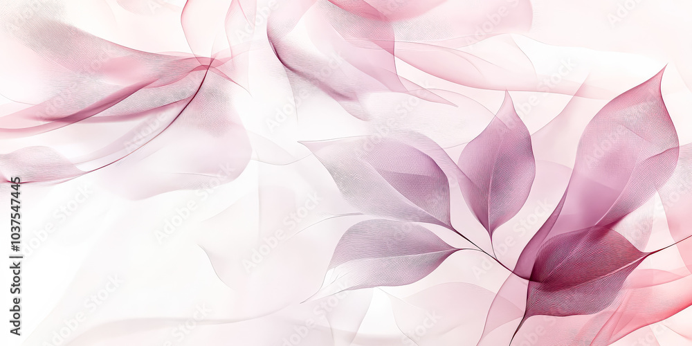 Beautiful pink and white background with a leafy pattern. The image has a calming and serene mood, with the pink and white colors creating a sense of tranquility Beautiful pink and white background with a leafy pattern. The image has a calming and serene mood, with the pink and white colors creating a sense of tranquility