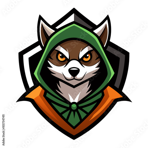 A cute cartoon illustration depicts a black owl monster with striking green eyes, a funny feline touch in its design, perfect as a Halloween icon or artful animal drawing