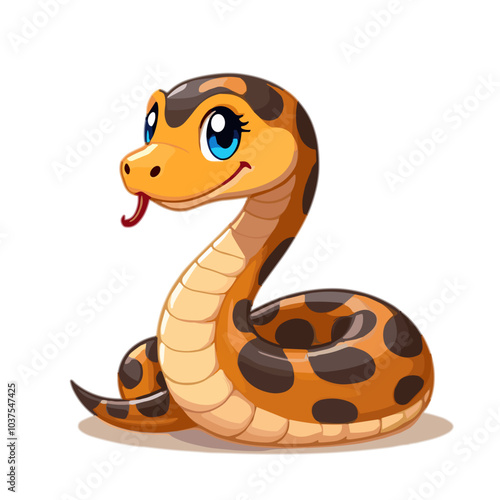 Adorable cartoon snake with big eyes and spotted pattern