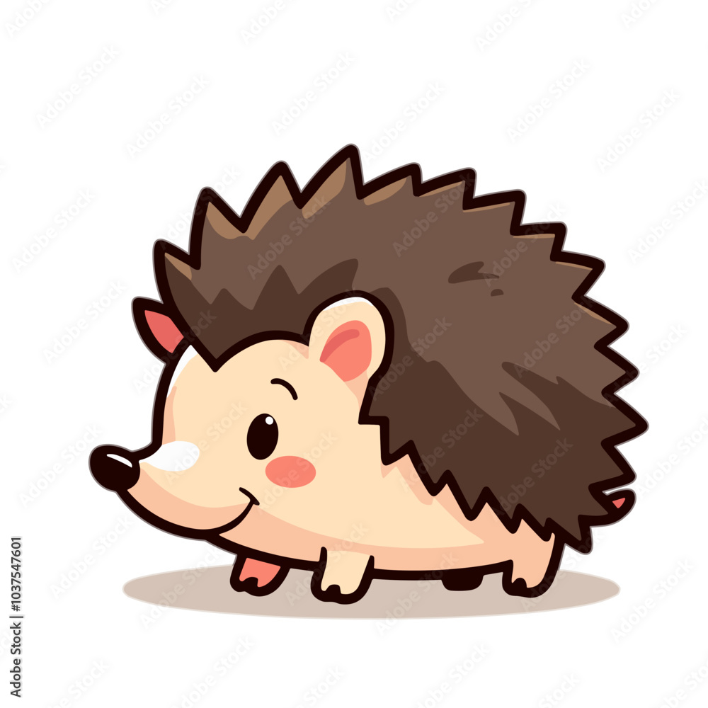 Cheerful cartoon hedgehog on white background Cheerful cartoon hedgehog on white background