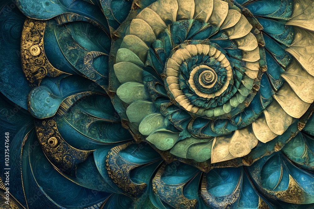 Fond d'écran spirale fractale bleue et dorée
Fond d'écran spirale fractale bleue et dorée