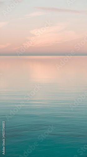 Soft Hues of Morning Light Reflecting on a Still Ocean Surface