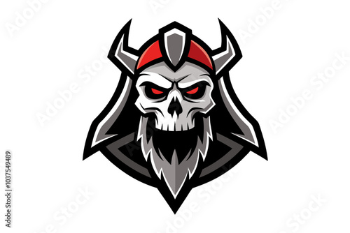 Viking Skull Illustration An illustration of a formidable Viking skull, embodying the spirit of a fierce warrior, with a detailed visage, horned helmet, and formidable presence.