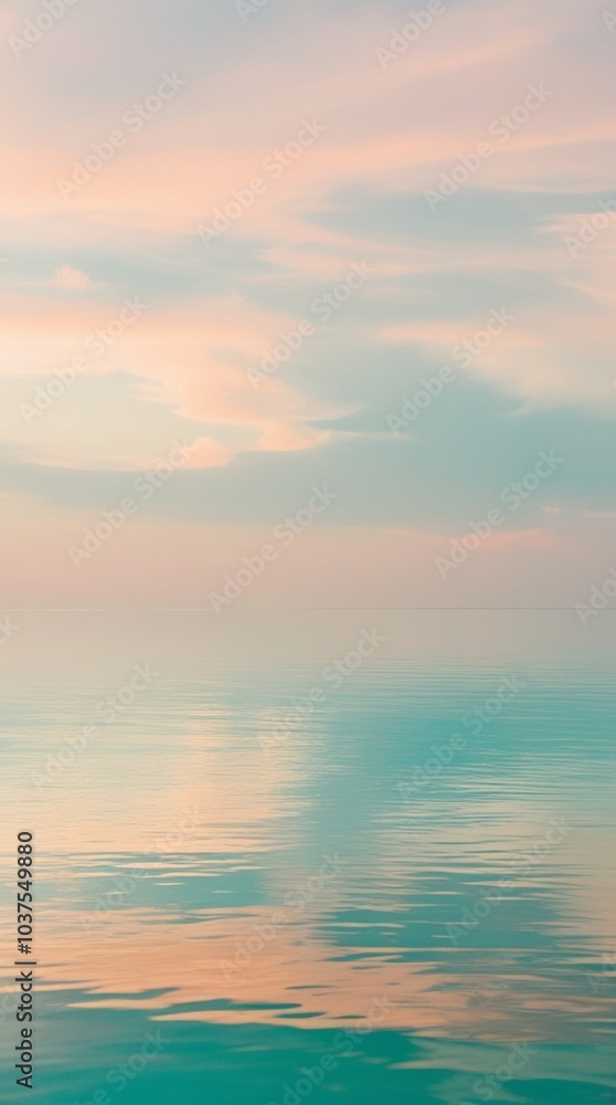 Fototapeta premium Quiet Waters and Pastel Clouds Create a Harmonious Seascape