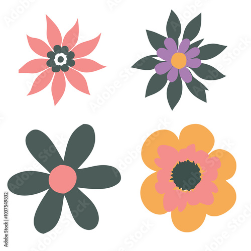 Collection of flowers. Vector botanical flowers background. style for  print,banners, wallpaper, posters, websites, online shopping.Vector illustration design and creative idea,eps 10.	
